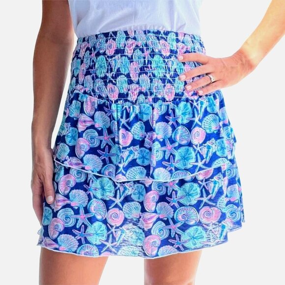 Simply Southern Dresses & Skirts - NWT Simply Southern Navy/Pink Shirred Skirt Starfish & Shell Print~Above Knee XL